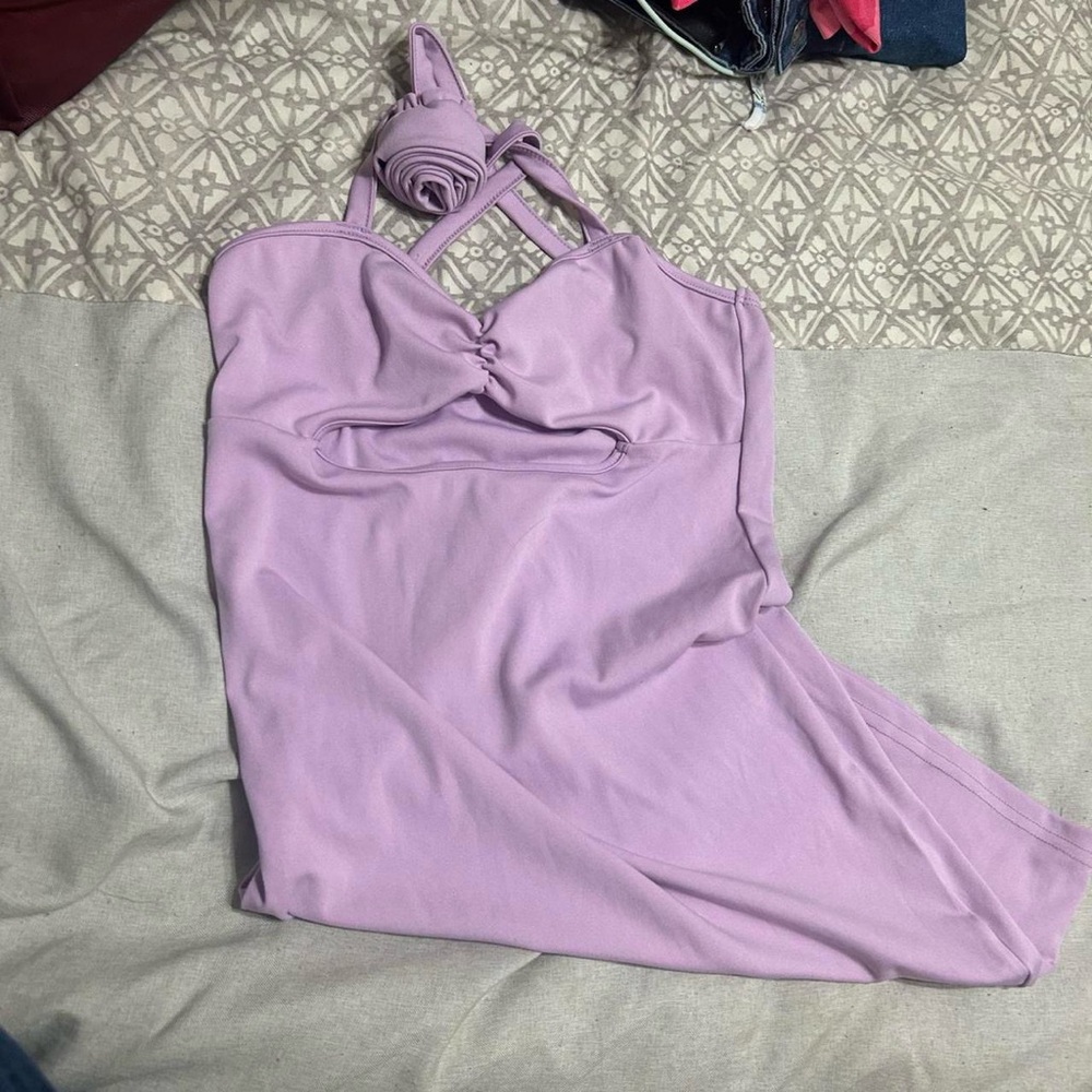 zemeta rose choker mini dress